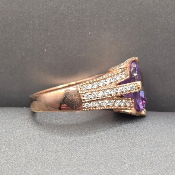 Vanna K Bella Luce Lavender Cushion Cut Ring 18k Rose Gold Over Silver Size 8 - Picture 3 of 13
